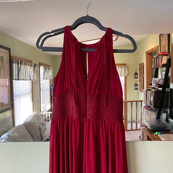 EUC Red dress with waist and lower hem embellishments - Picture 9 of 10